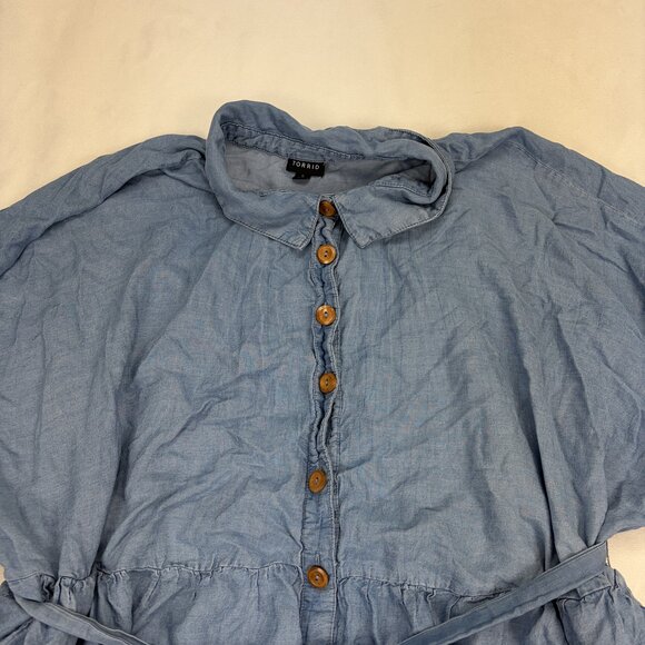 Torrid Chambray Button-Front Midi Shirt Dress Size 28 - Picture 6 of 11